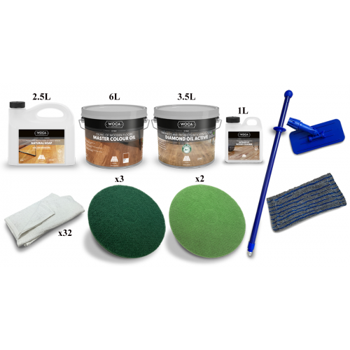 Kit Saving: DC027 (d) Double oiling Element 7 MA natural, dark, nero  floor, work with buffing machine 71 to 95m2  (DC)